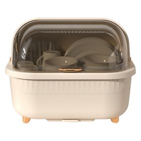 Dish Drying Box Multifunctional Space Saving Dish Drainer with Lid Cover for Kitchen Accessories Apricot L