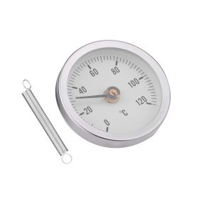 63mm Waterproof Dustproof IP55 0-120Â° Bimetal Temperature Spring Thermometer Pipe Surface