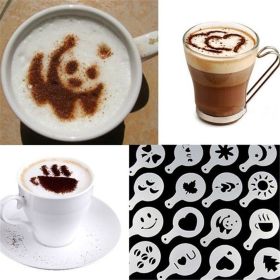 16Pcs Plastic Cappuccino Coffee Foam Spray Template Stencils DIY Decorating Coffee Printing Mold