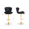 Set of 2 Bar Stools,with Chrome Footrest and Base Swivel Height Adjustable Mechanical Lifting Velvet + Golden Leg Simple Bar Stool-black