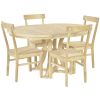 TOPMAX 5-Piece Rustic Round Pedestal Extendable Dining Table Set with 15.7" Removable Leaf and Simple Dining Chirs for Small Places, Natural