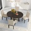 TREXM 5-Piece Farmhouse Dining Table Set Wood Round Extendable Dining Table and 4 Upholstered Dining Chairs (Espresso)