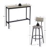 Bar Table Set with 2 Bar stools PU Soft seat with backrest, Grey, 43.31'' L x 15.75'' W x 35.43'' H.