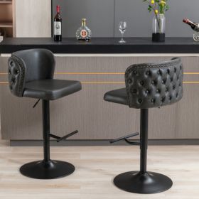 Furniture,Swivel Barstools Adjusatble Seat Height, Modern PU Upholstered Bar Stools With The Whole Back Tufted, For Home Pub And Kitchen Island (Option: Dark Gray)