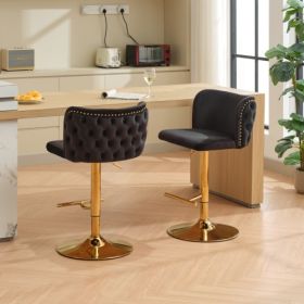 Furniture,Swivel Barstools Adjusatble Seat Height, Modern PU Upholstered Bar Stools With The Whole Back Tufted, For Home Pub And Kitchen Island (Option: Black2)