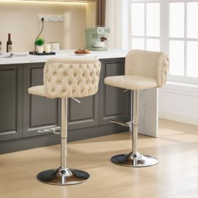 Furniture,Swivel Barstools Adjusatble Seat Height, Modern PU Upholstered Bar Stools With The Whole Back Tufted, For Home Pub And Kitchen Island (Option: Beige2)