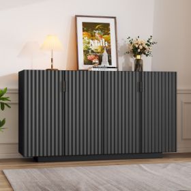 Wave Doors, Ample Storage Space, Sideboard (Color: Black)