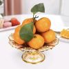 Gold Fruit Basket Flower Shape Festival Alloy Candy Food Nut Fruit High Storage Basket Wedding Home Desktop Tray Decoration